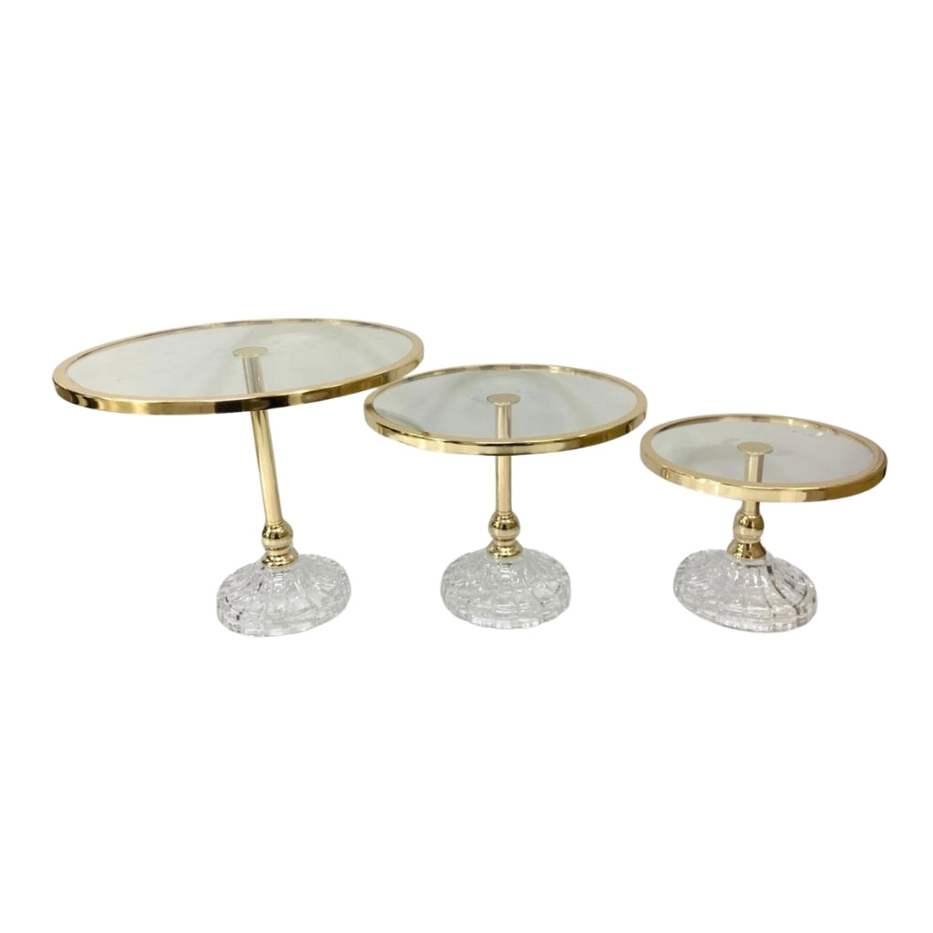 3pc_cake_stand_gold_rim Cake Stand - 3pc Gold Rim Stand Set - Image 1