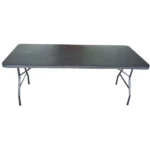 6 Seater Folding Rectangular Trestle Table - Rattan Finish