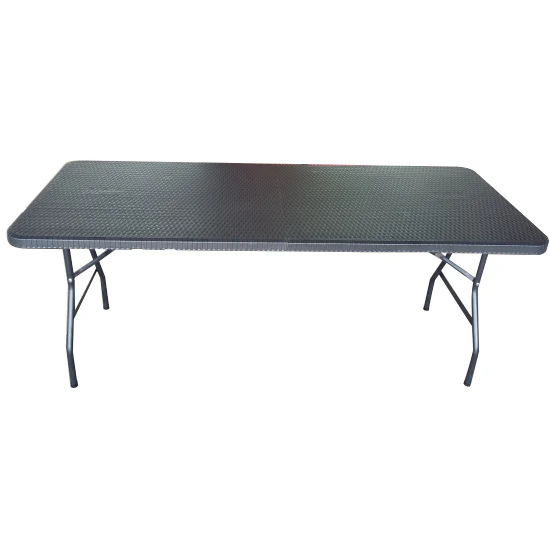 Bamboo_table 6 Seater Folding Rectangular Trestle Table - Rattan Finish - Image 1