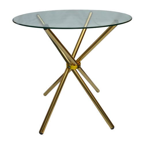 Coffee_Table_Clear_Gold_Legs 4 Seater Round Cafe Table - Gold Legs - Image 1
