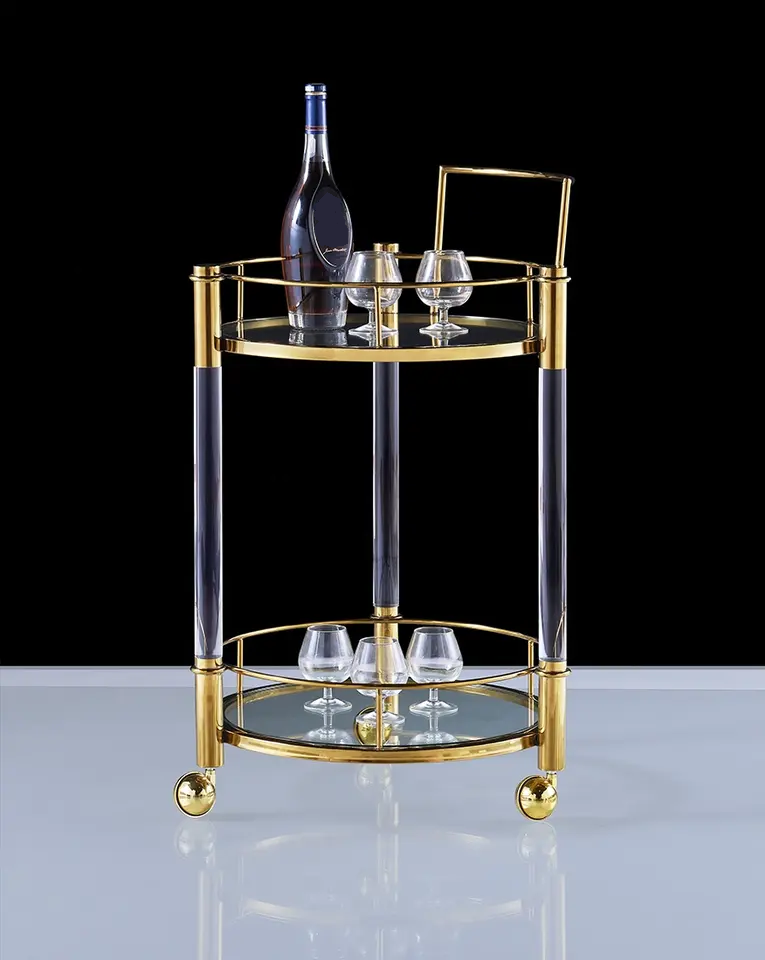 RoundDiningCart Dining Cart - Acrylic & Steel Round - Image 1