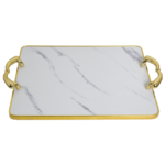 Serving Tray - Rectangle Flat Marble Look 2pc Set - Image 4