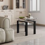 Modern Black Coffee Table - Glass Top - Image 3