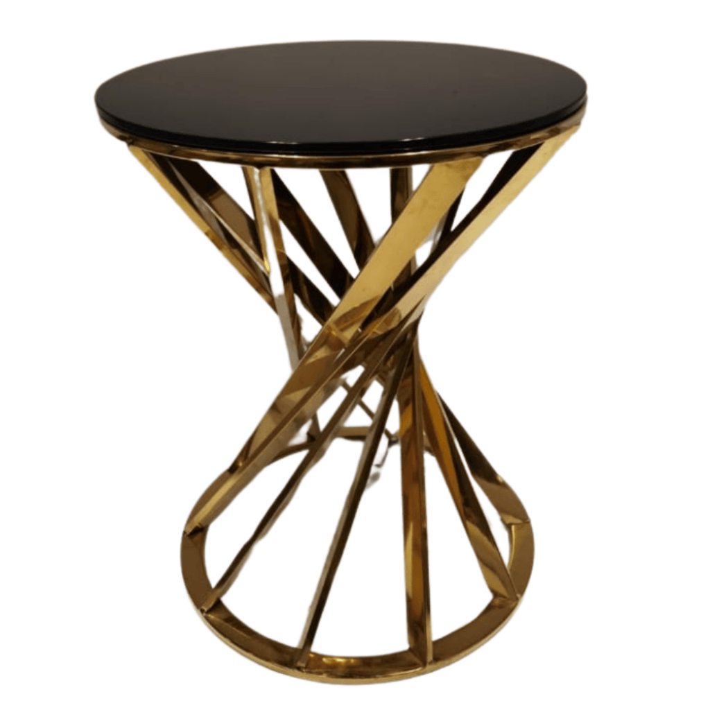 goldcakestandblacktop Cake Stand - Gold with Black Top - Image 1