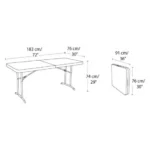 6 Seater Folding Rectangular Trestle Table 1.8m Blue - Image 4