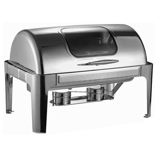 rectangle_Roll_top_with_view Chafing Dish - Rectangle Roll Top with Window Silver - Image 1